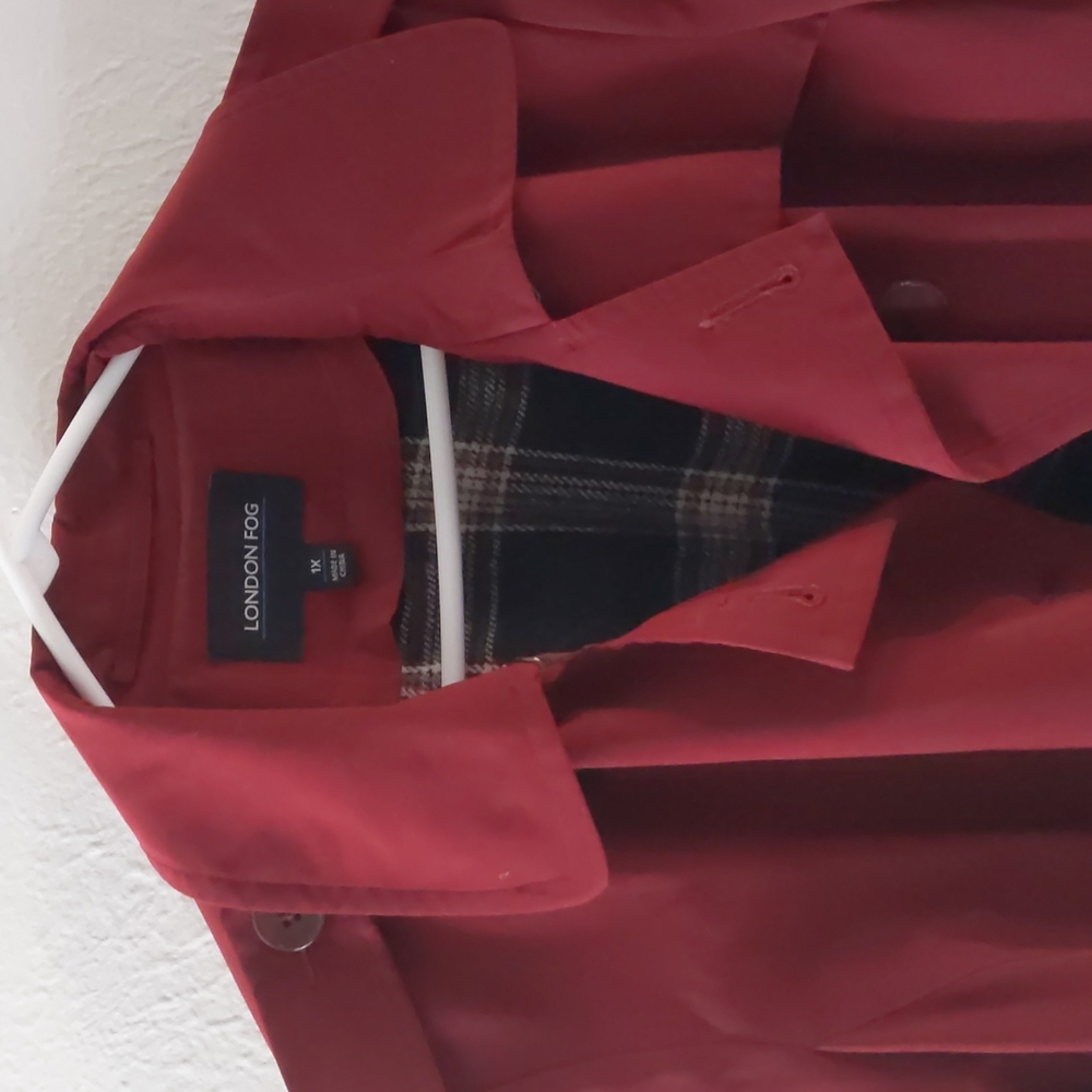 London Fog Dark Red Lined Trench Coat 1x